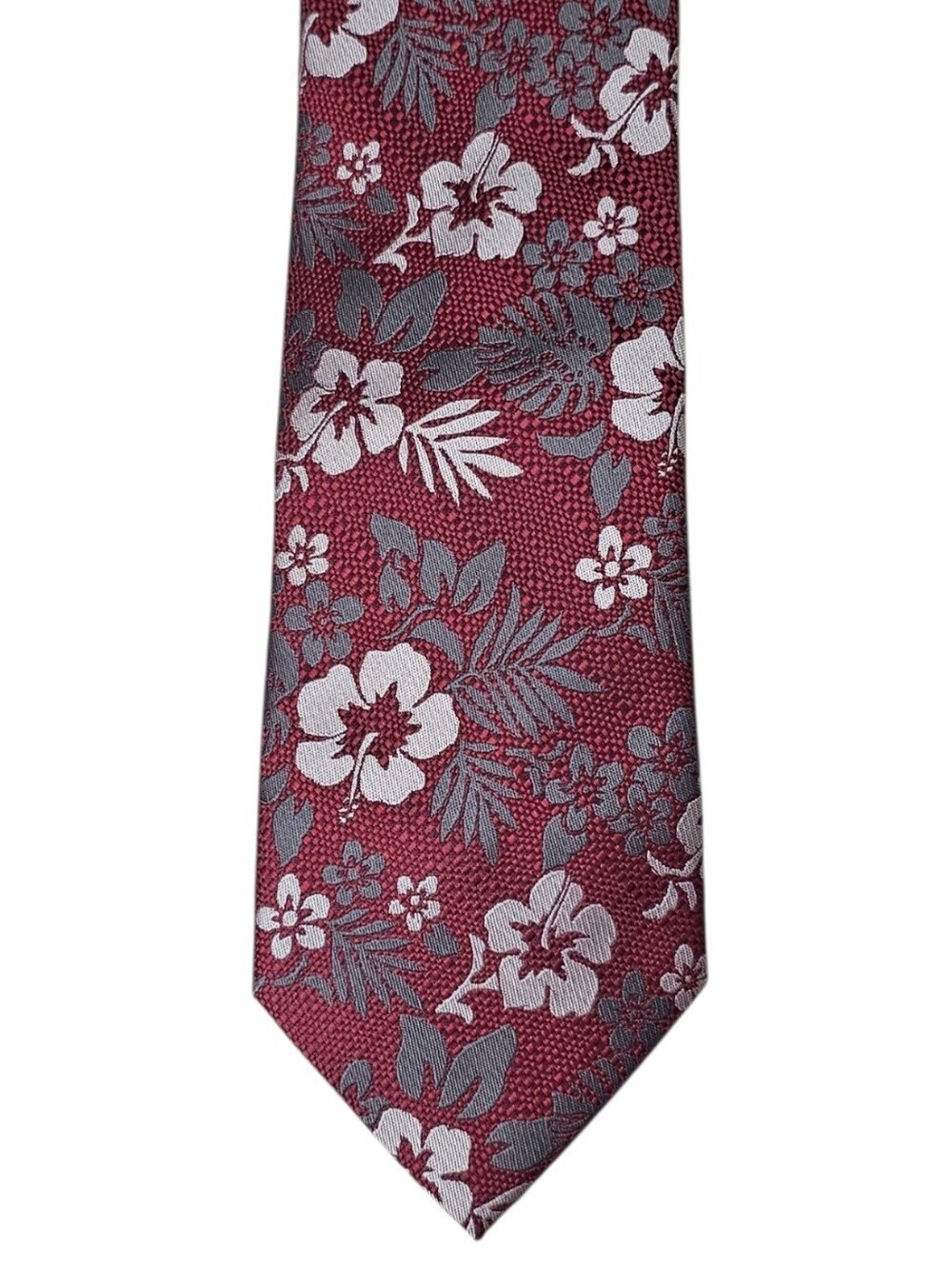 Stacy Adams Men's Burgundy & Grey Floral Microfiber Tie